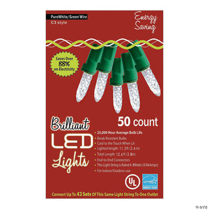 50 count c3 led clear holiday string lights~ma944