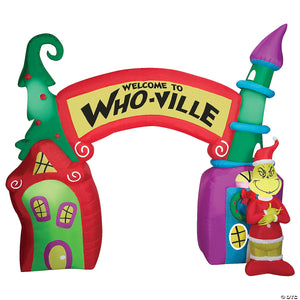 sup blowup inflatable grinch who ville archway scene with built in lights christmas outdoor yard decoration~ss882540g