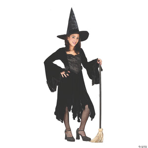 girl& 8217 s black velvet witch costume small~fw5972bksm