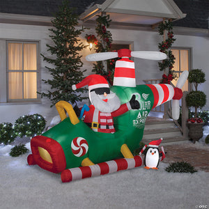 70 blow up inflatable animated helicopter with santa outdoor yard decoration~ss117373g-a01