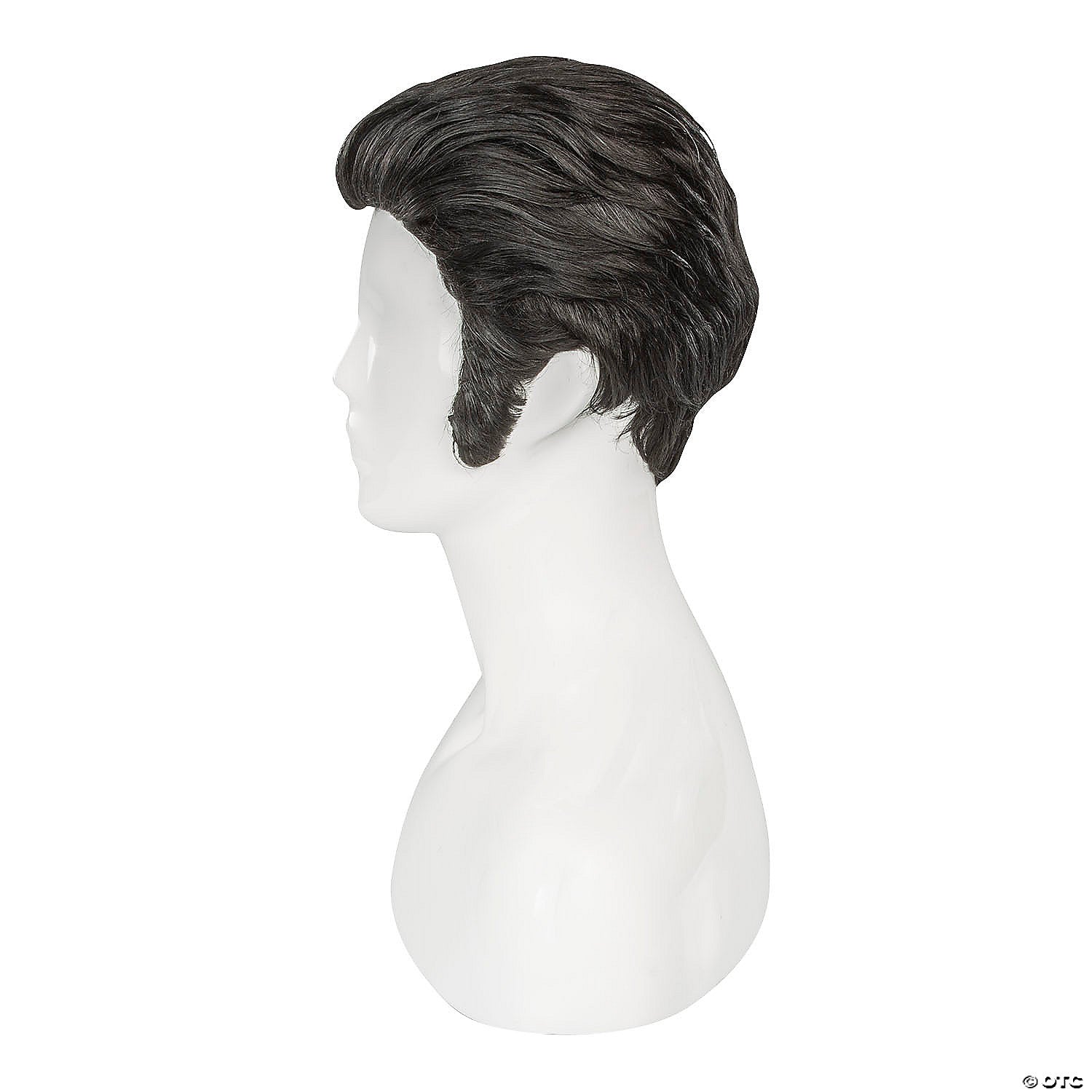 human hair 50 s rocker wig black~lw107bk-a05