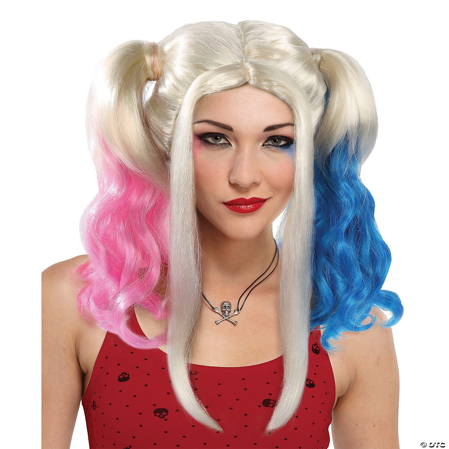 women s blonde with pink & blue harley rules wig~mr179607