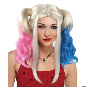 women s blonde with pink & blue harley rules wig~mr179607