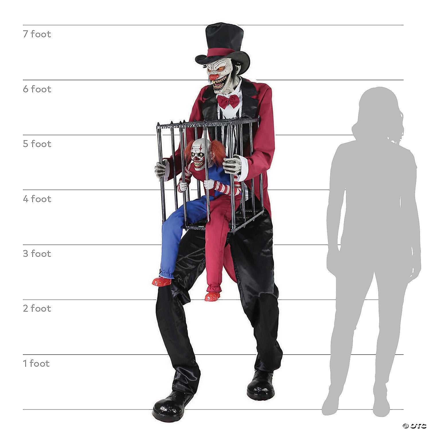7 rotten ringmaster with caged clown halloween decoration~mr124652-a06
