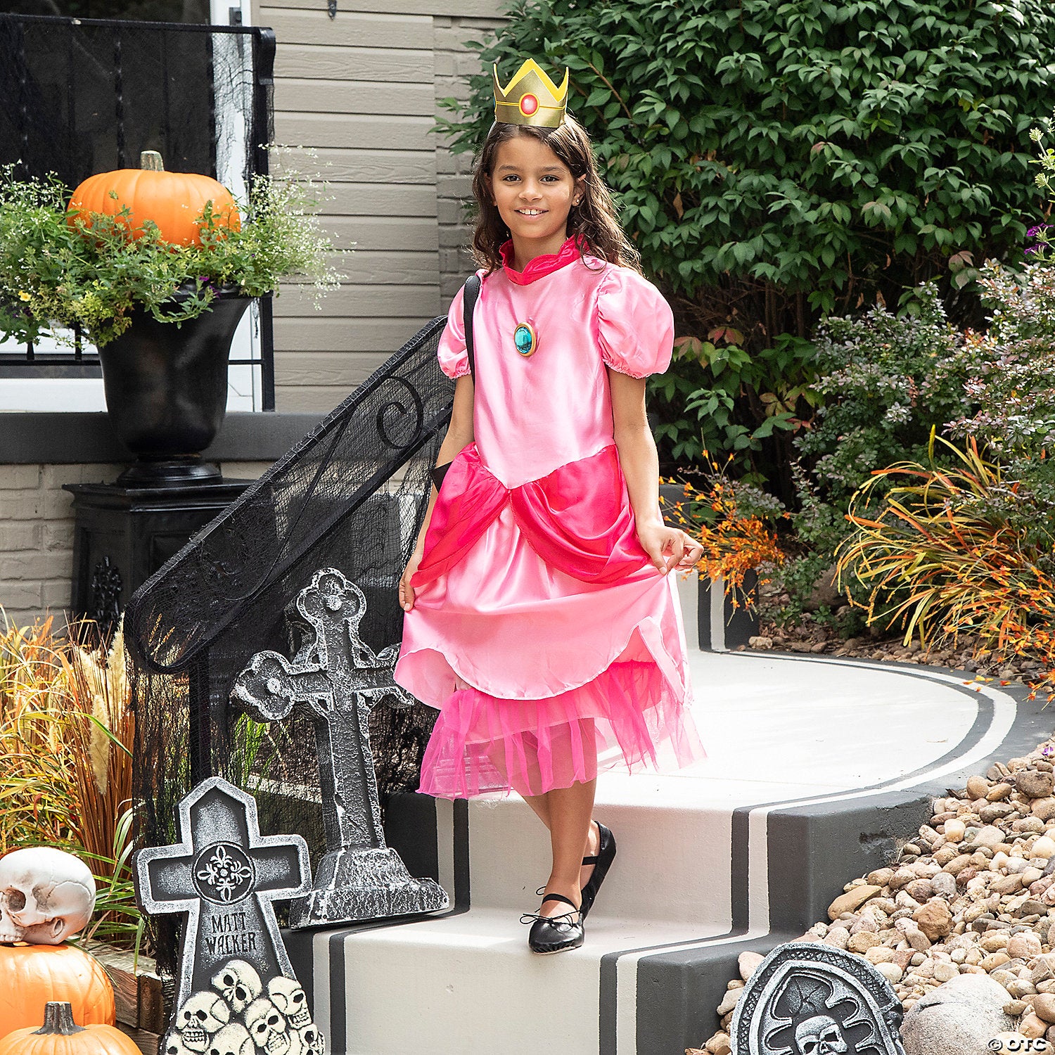 girl s deluxe super mario bros & 8482 princess peach costume medium~dg10690k-a02