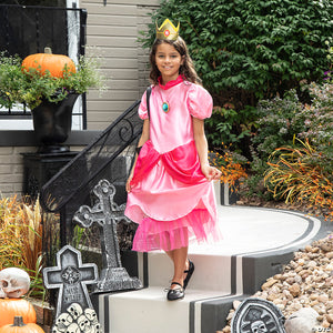 girl s deluxe super mario bros & 8482 princess peach costume medium~dg10690k-a02