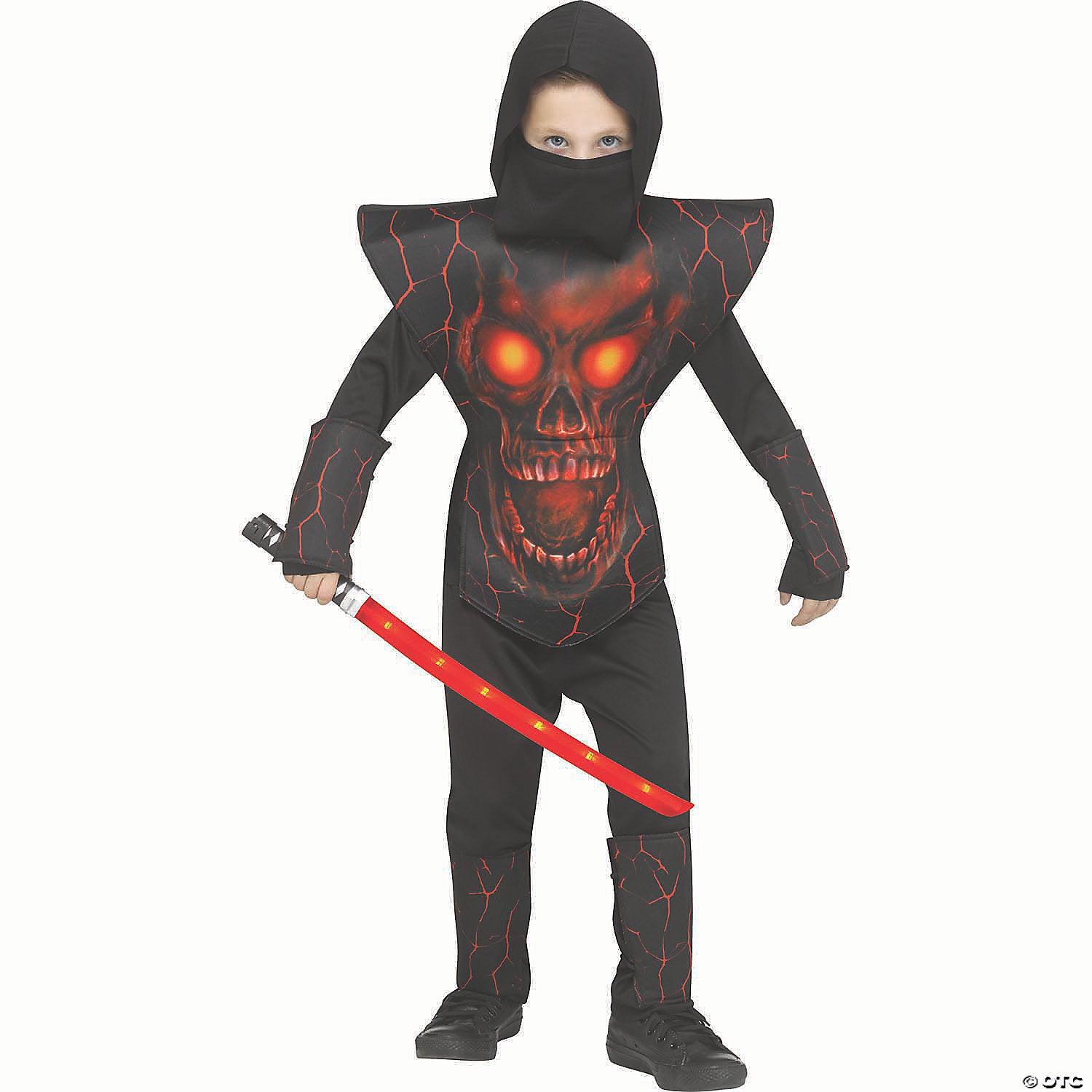 kids red & black polyester demon ninja costume small 4 6~fw134192rs