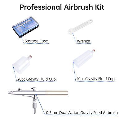 0.3mm Dual Action Airbrush Kit Gravity Feed Spray Gun Hobby Tattoo Nail Makeup - Trend Times Toy Stores