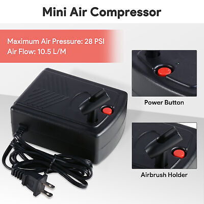 0.3mm Mini Airbrush Kit Dual-Action Gravity Feed w/ Air Compressor Nail Makeup - Trend Times Toy Stores