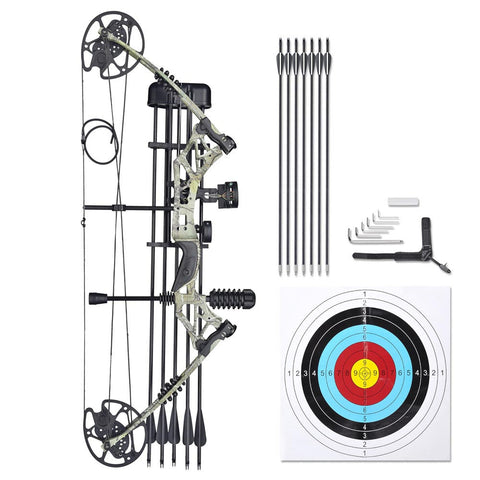 Left Hand Compound Bow Kit 12 Carbon Arrows 20-70 lbs