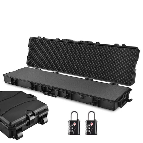 Trendtimes Locking Rifle Case TSA Padlocks with Wheels IP67 53x16x6