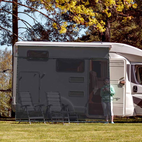 Trendtimes RV Awning Shade Screen with Zipper 10'Wx6'H Trailer Mosquito Net