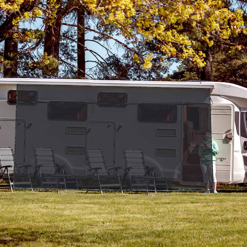 Trendtimes RV Awning Shade Screen with Zipper 15'Wx6'H Trailer Mosquito Net