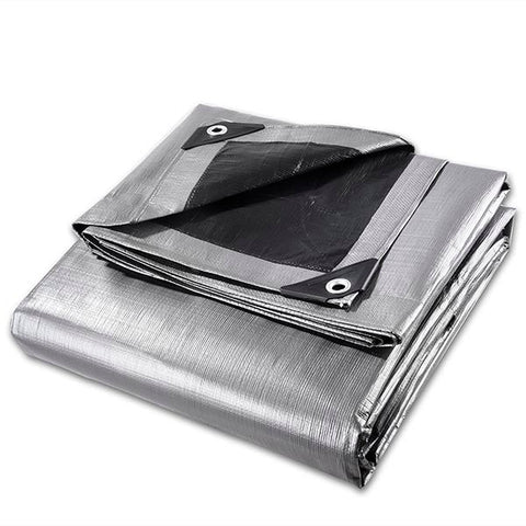 10'x15' Heavy-Duty Poly Tarp Reinforced Canopy, Silver