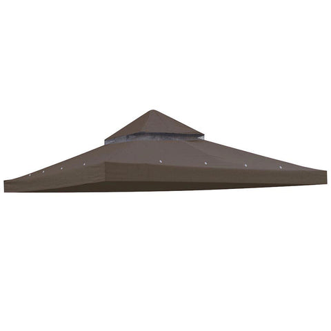 12' x 12'(11.4x11.4ft) Brown Gazebo Replacement Canopy Dual-Tier