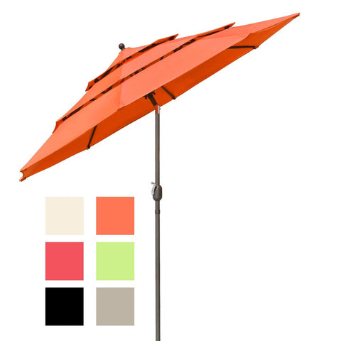 10ft 8-Rib Patio Outdoor Market Umbrella 3-Tiered Tilt