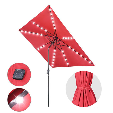 Prelit Patio Umbrella with Lights Square 10' 8-Rib