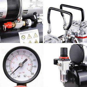 1/3 HP Twin Cylinder Airbrush Compressor 3.5L Air Tank For Hobby Tattoo Body Art - Trend Times Toy Stores