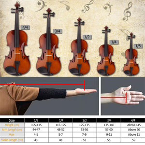 1/4 Size Beginner Violin Set Natural Solid Wood with Bow Rosin and Case Trend Times 4
