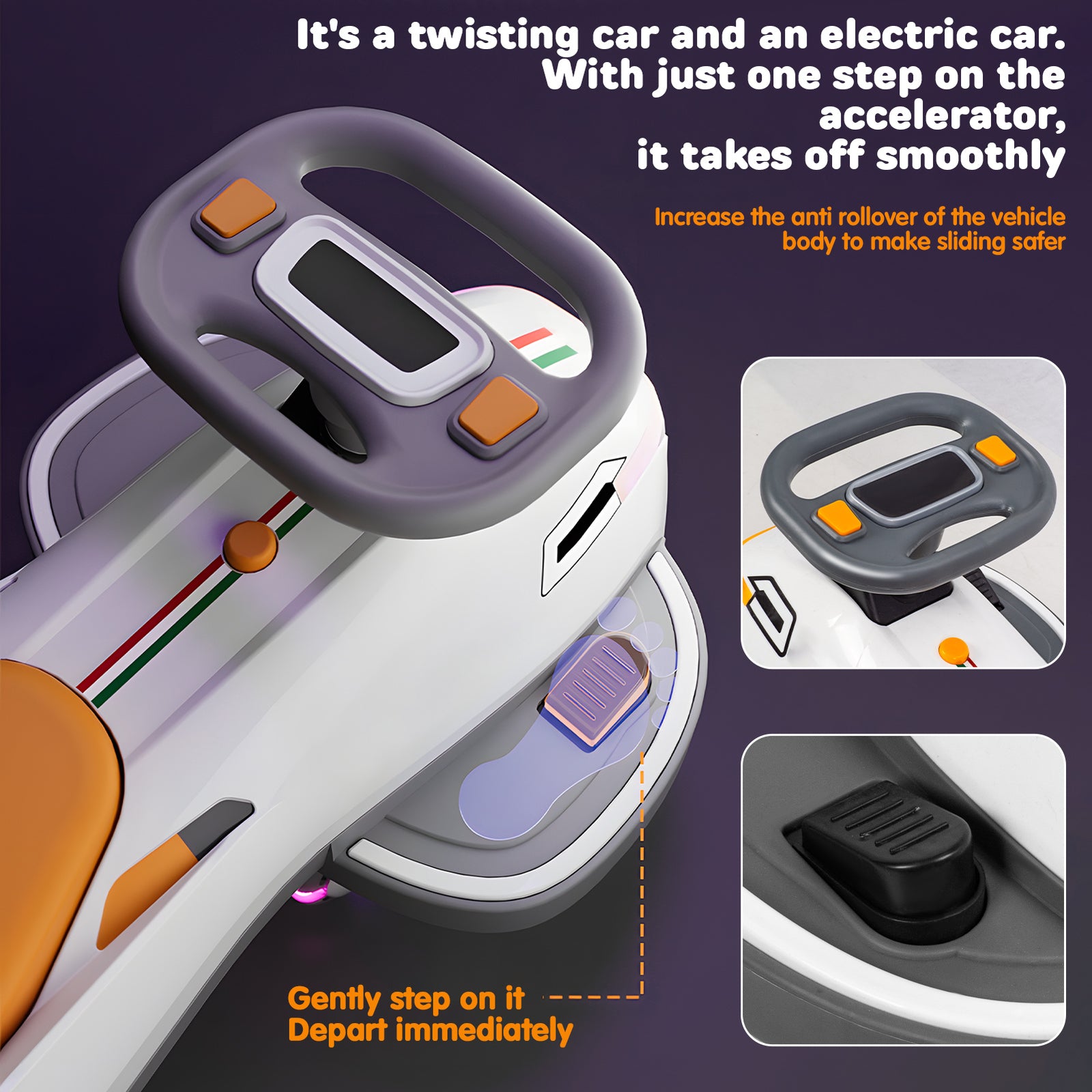 Electric Twist Car for Kids 1-6 Years with Lights, Music, Helmet, and Anti-Roll Safety Features Trend Times 12