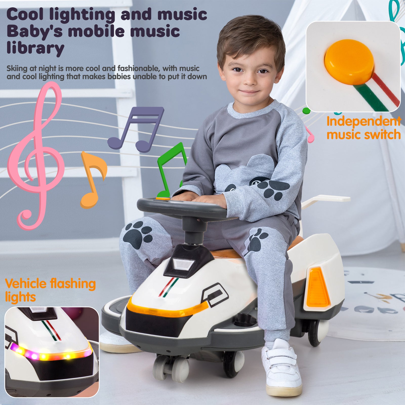 Electric Twist Car for Kids 1-6 Years with Lights, Music, Helmet, and Anti-Roll Safety Features Trend Times 9