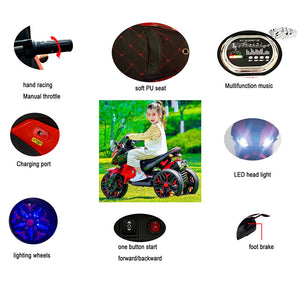 12V Electric 3-Wheel Ride-On Motorcycle for Kids Ages 3-6 with Adjustable Speed 1.8-3.2 MPH Trend Times 2