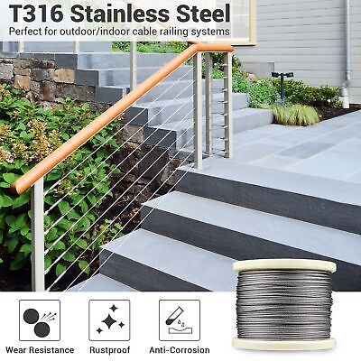 1/8" T316 Stainless Steel Cable Wire Rope 7x7 Aircraft Strand Coil Reel 1000 Ft - Trend Times Toy Stores