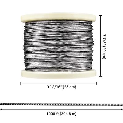1/8" T316 Stainless Steel Cable Wire Rope 7x7 Aircraft Strand Coil Reel 1000 Ft - Trend Times Toy Stores