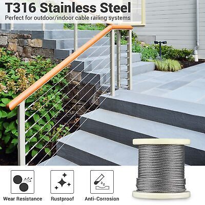1/8" T316 Stainless Steel Cable Wire Rope 7x7 Aircraft Strand Coil & Reel 150 Ft - Trend Times Toy Stores