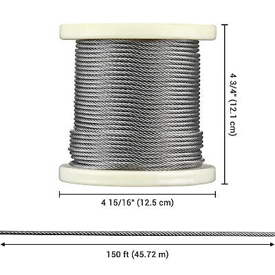 1/8" T316 Stainless Steel Cable Wire Rope 7x7 Aircraft Strand Coil & Reel 150 Ft - Trend Times Toy Stores