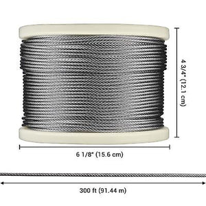 1/8" T316 Stainless Steel Cable Wire Rope 7x7 Aircraft Strand Coil & Reel 300 Ft - Trend Times Toy Stores