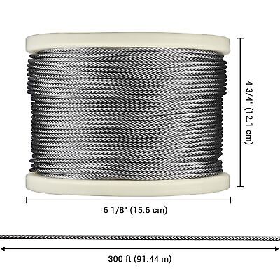 1/8" T316 Stainless Steel Cable Wire Rope 7x7 Aircraft Strand Coil & Reel 300 Ft - Trend Times Toy Stores
