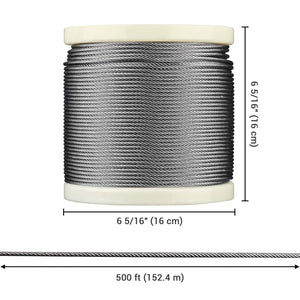 1/8" T316 Stainless Steel Cable Wire Rope 7x7 Aircraft Strand Coil & Reel 500FT - Trend Times Toy Stores