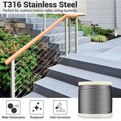 1/8" T316 Stainless Steel Cable Wire Rope 7x7 Aircraft Strand Coil & Reel 500 Ft - Trend Times Toy Stores