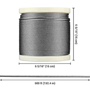 1/8" T316 Stainless Steel Cable Wire Rope 7x7 Aircraft Strand Coil & Reel 500 Ft - Trend Times Toy Stores
