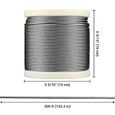 1/8" T316 Stainless Steel Cable Wire Rope 7x7 Aircraft Strand Coil & Reel 500 Ft - Trend Times Toy Stores