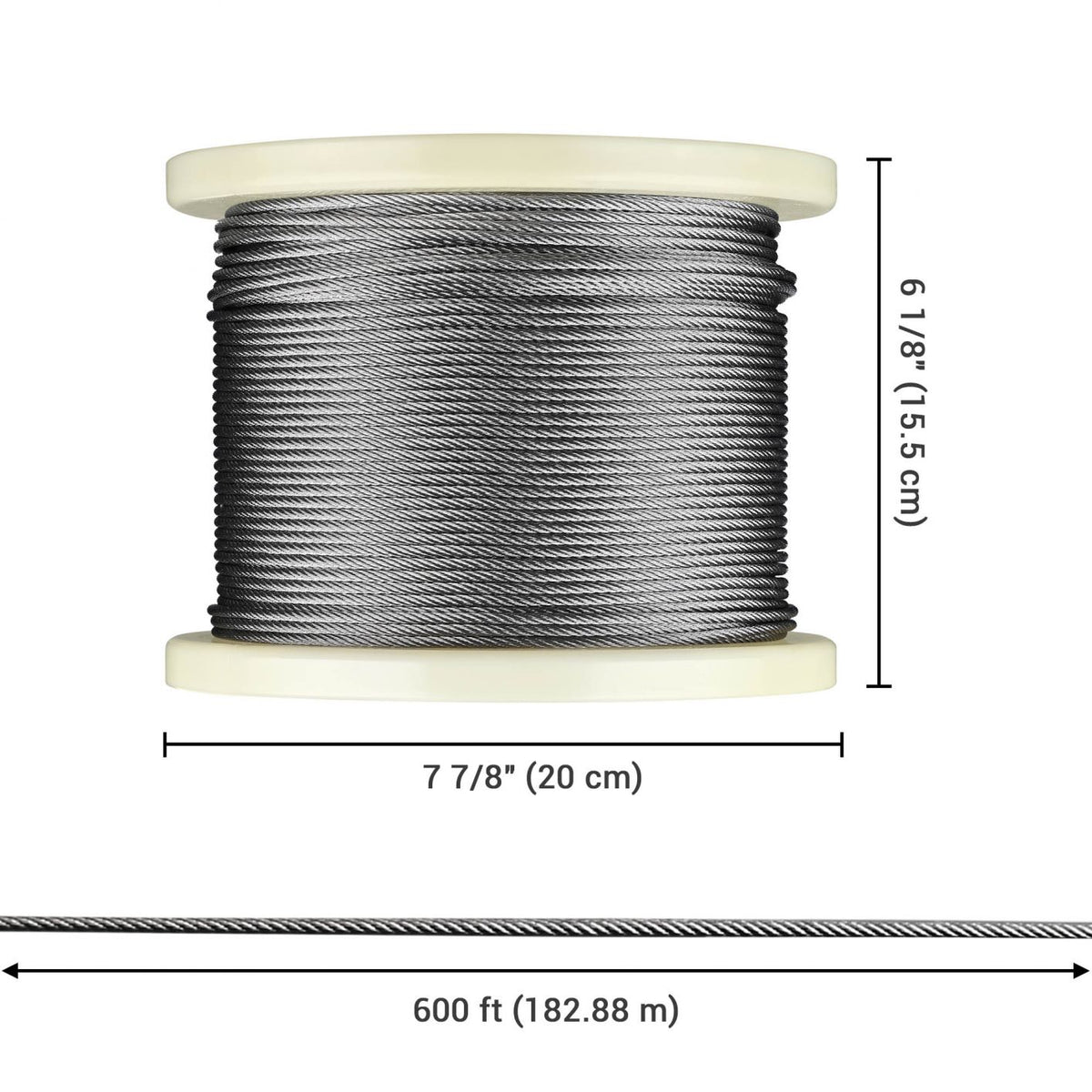 1/8" T316 Stainless Steel Cable Wire Rope 7x7 Aircraft Strand Coil & Reel 600FT - Trend Times Toy Stores