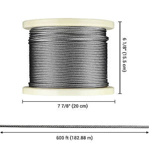 1/8" T316 Stainless Steel Cable Wire Rope 7x7 Aircraft Strand Coil & Reel 600 Ft - Trend Times Toy Stores