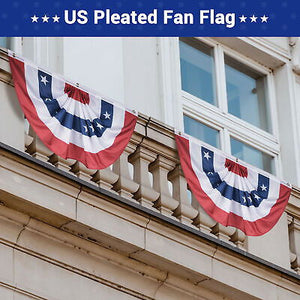 1.5x3 Ft USA Pleated Fan Flag Half Fan Banner American Bunting Decoration 2 Pack - Trend Times Toy Stores