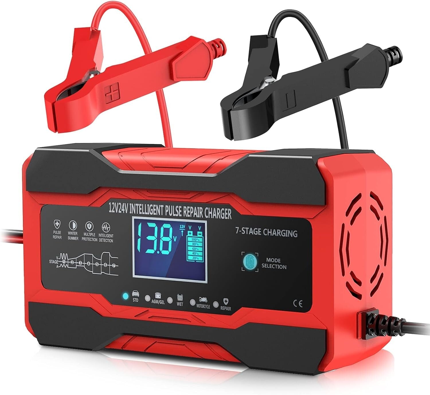 10 Amp Auto Battery Charger for 12V and 24V Cars, Motorcycles, Trucks, and Vans Trend Times 0