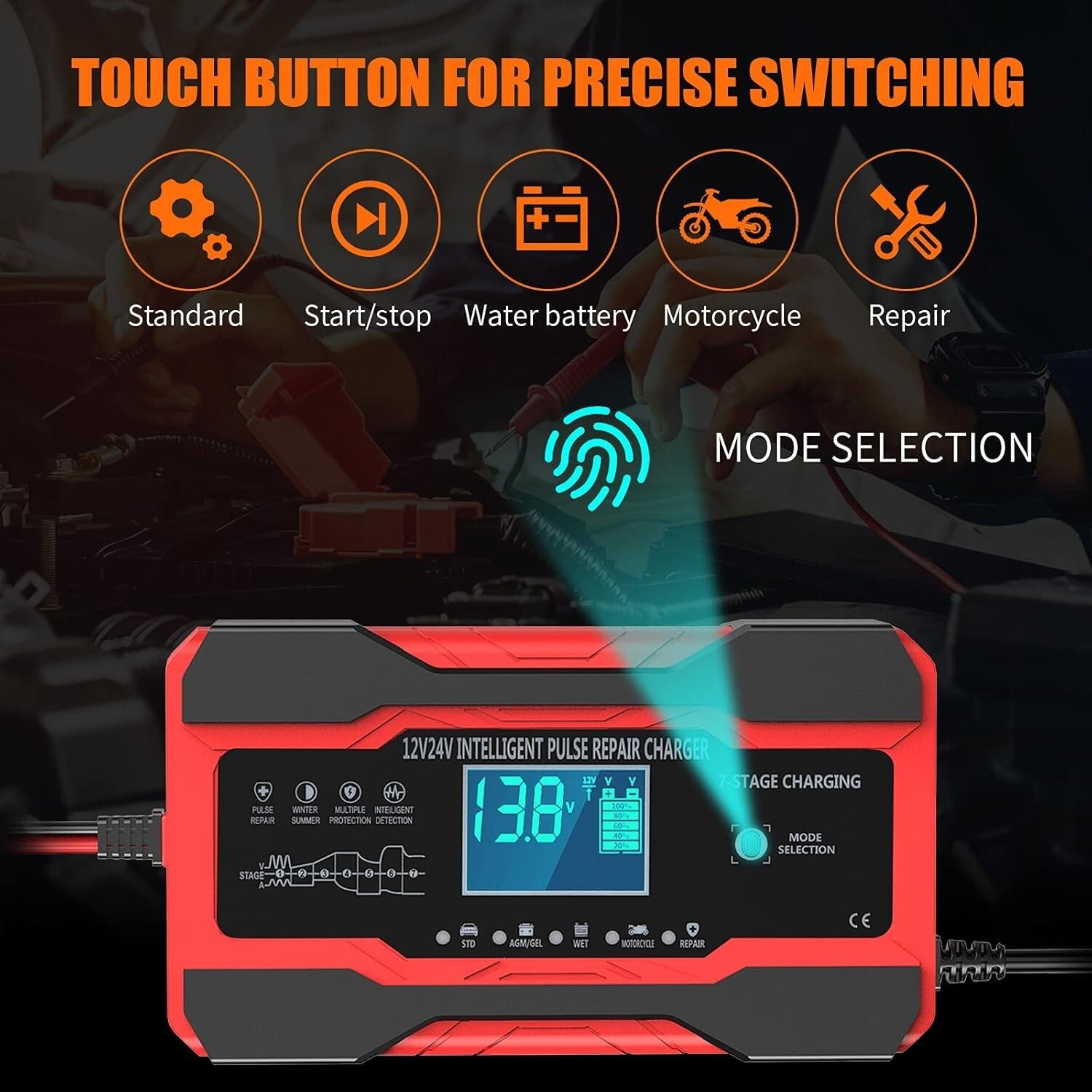 10 Amp Auto Battery Charger for 12V and 24V Cars, Motorcycles, Trucks, and Vans Trend Times 3