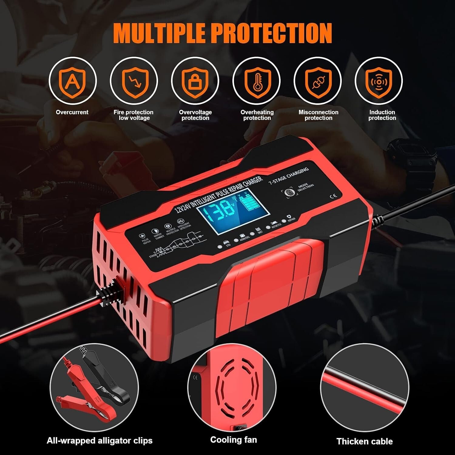 10 Amp Auto Battery Charger for 12V and 24V Cars, Motorcycles, Trucks, and Vans Trend Times 6