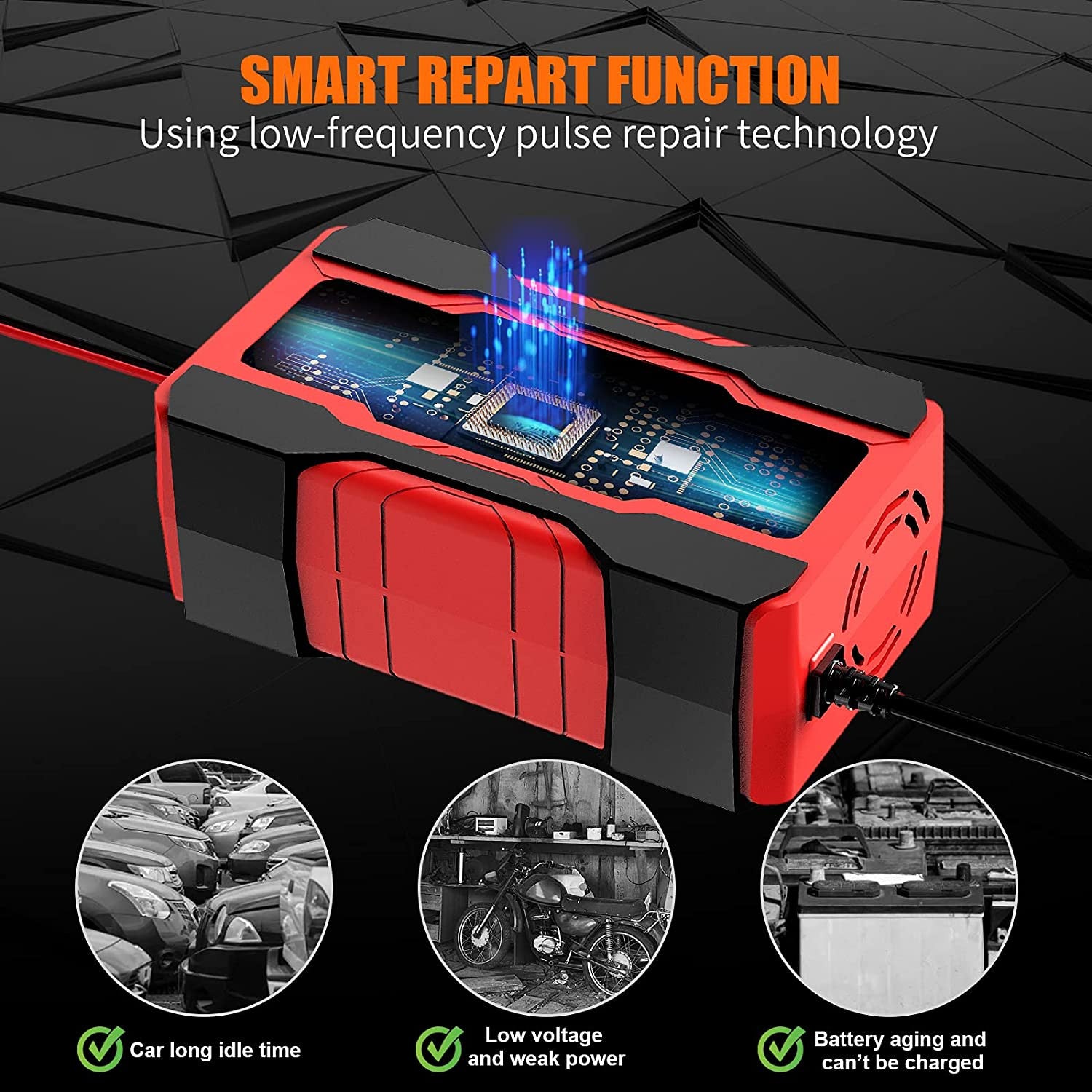 10 Amp Auto Battery Charger for 12V and 24V Cars, Motorcycles, and Trucks Trend Times 2