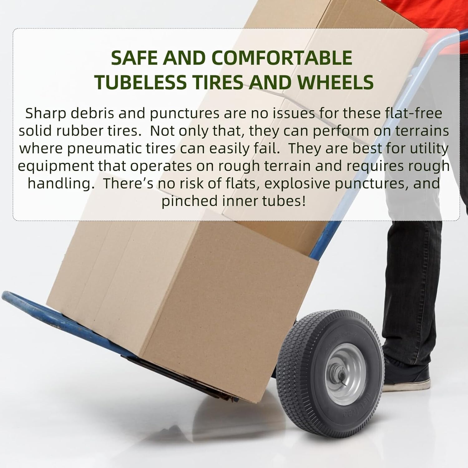 10-Inch Solid Tire and Wheel Assembly with Bearings 2-Pack Maintenance-Free Trend Times 4
