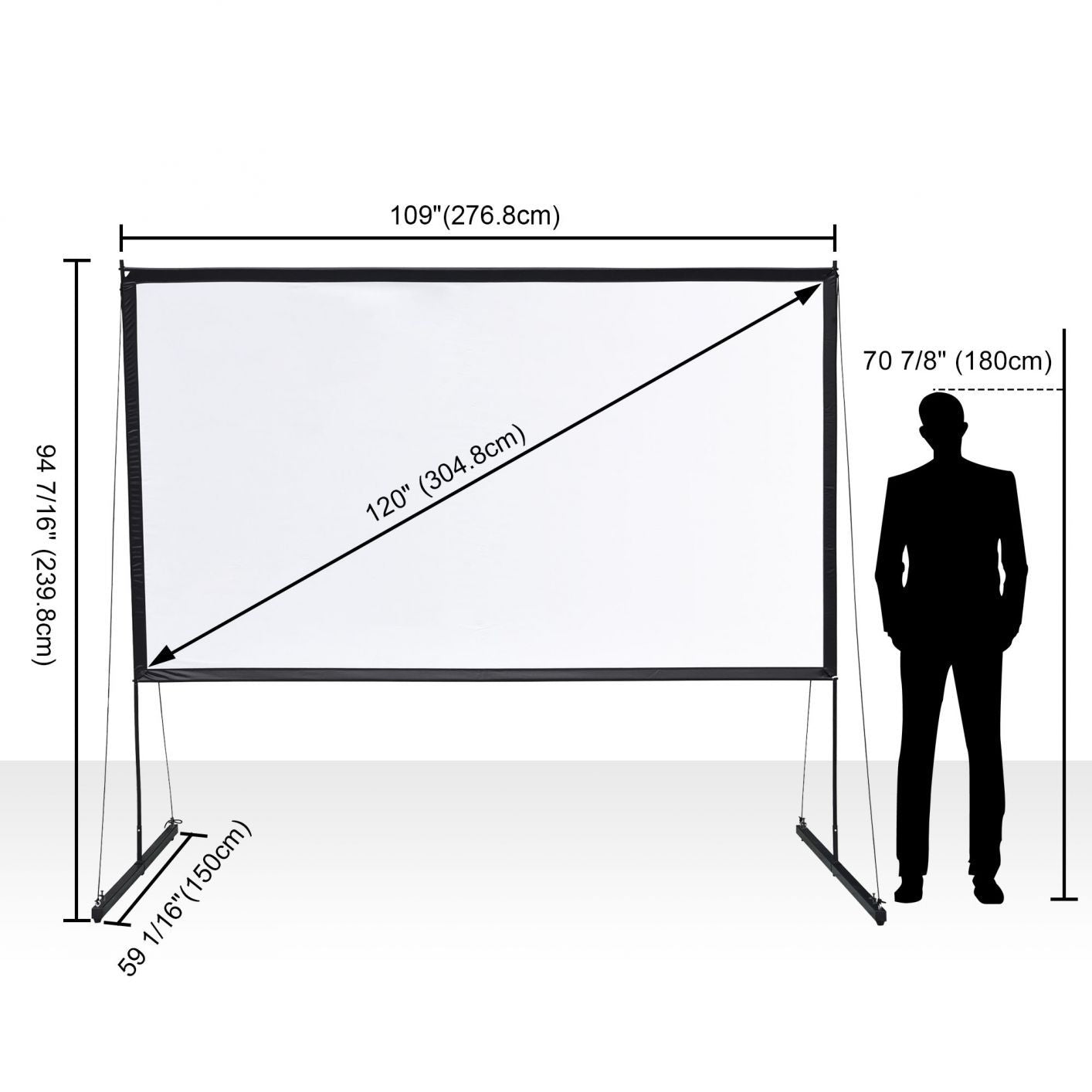 100" 120" 150" Foldable Projector Screen w/ Stand Home Theater Backyard Movies 120 in screen with stand - Trend Times Toy Stores