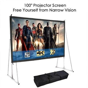100" Portable Fast Folding Projector Movie Screen 16:9 HD with Stand Office Home - Trend Times Toy Stores