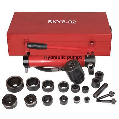 10T Hydraulic Knockout Punch Hand Pump 6 Dies Hole Tool Driver Kit w/ Metal Case - Trend Times Toy Stores
