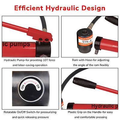 10T Hydraulic Knockout Punch Hand Pump 6 Dies Hole Tool Driver Kit w/ Metal Case - Trend Times Toy Stores