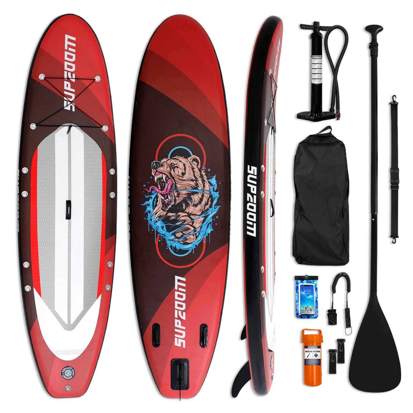 10 Ft Inflatable Stand Up Paddle Board Kit SUP Pump Backpack Surfing Adult Youth Red & Brown - Trend Times Toy Stores