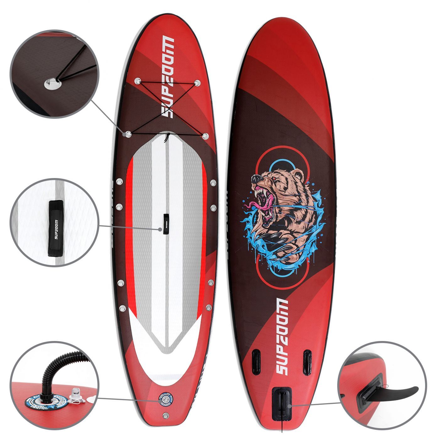 10 Ft Inflatable Stand Up Paddle Board Kit SUP Pump Backpack Surfing Adult Youth Red & Brown - Trend Times Toy Stores